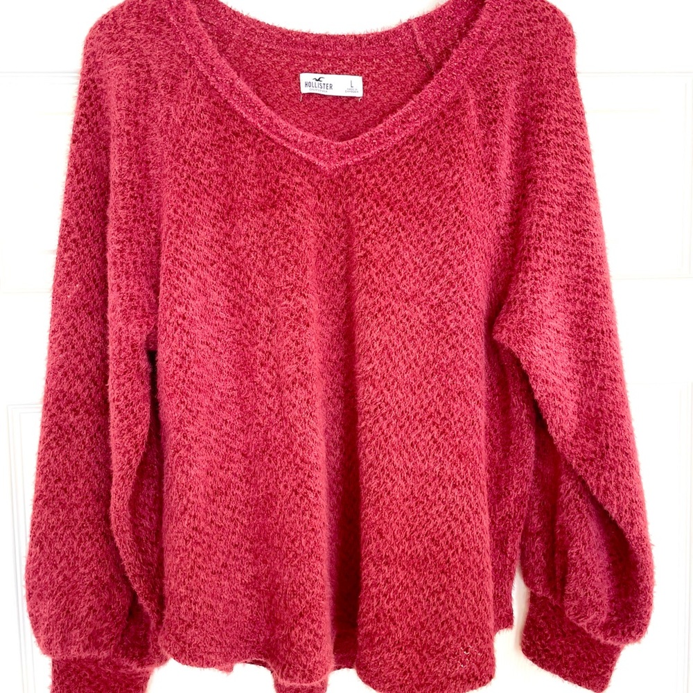 Hollister Fuzzy Maroon Sweater
